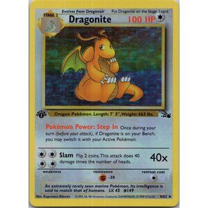 Dragonite Fossil 1st Edition "Reprinted"